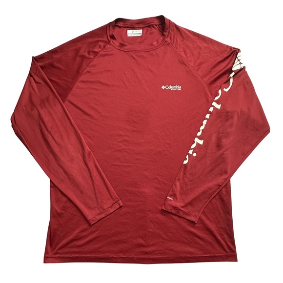 Columbia PFG Shirt Mens Large Red Long Sleeve Omni-Shade Terminal Tackle FM6094 - Picture 1 of 13